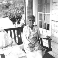 Frankie Morris on porch swing